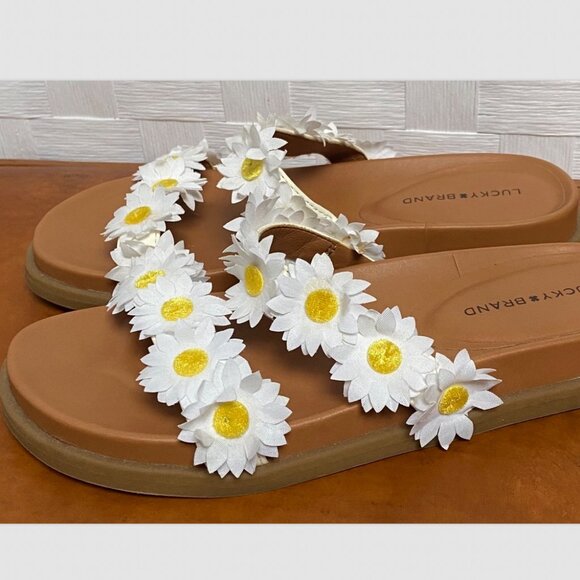 Lucky Brand Yellow White Daisy Sandals Size 7M - Picture 4 of 9